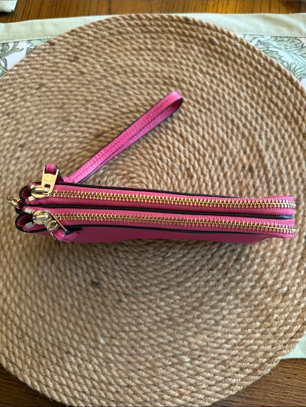 Coach Hot Pink Pebbled Leather Wristlet Crossbody